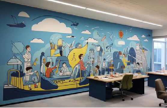 保靖办公室墙绘的特点。